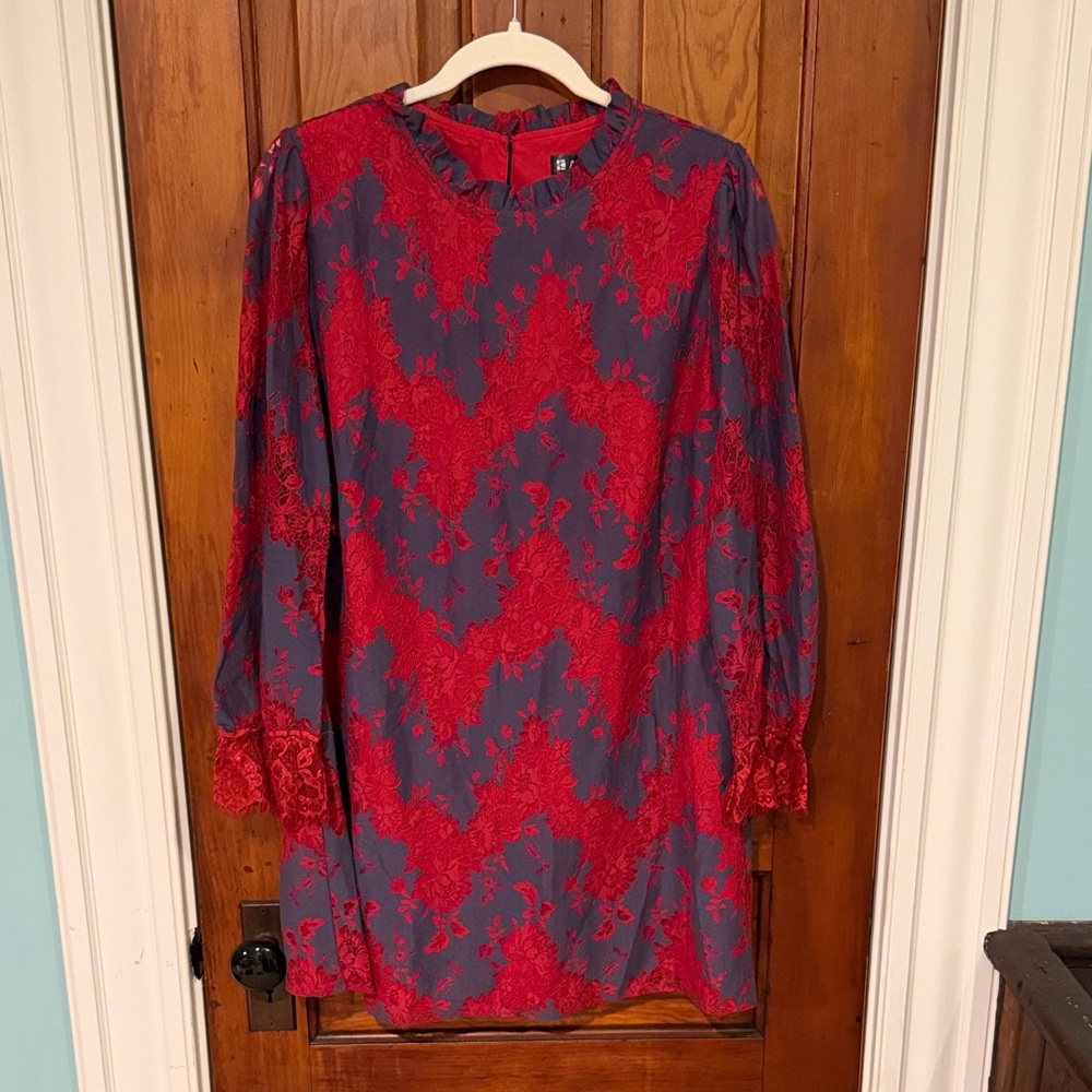 Red and Blue Lace Dress